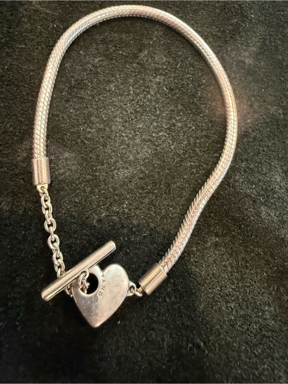 Pandora Heart Toggle Bracelet in Polished Silver Tone